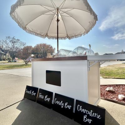Snack Cart with Umbrella and Signage